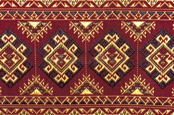 彩色泰国丝绸手工艺品秘鲁风格地毯表面关闭