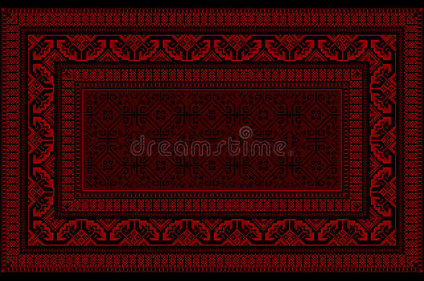 设计红色和勃艮第色调的明亮<strong>边框</strong>地毯
