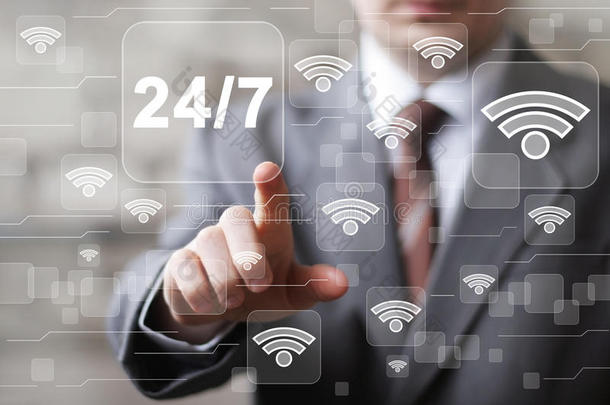 业务按钮24小时服务网络wifi图标