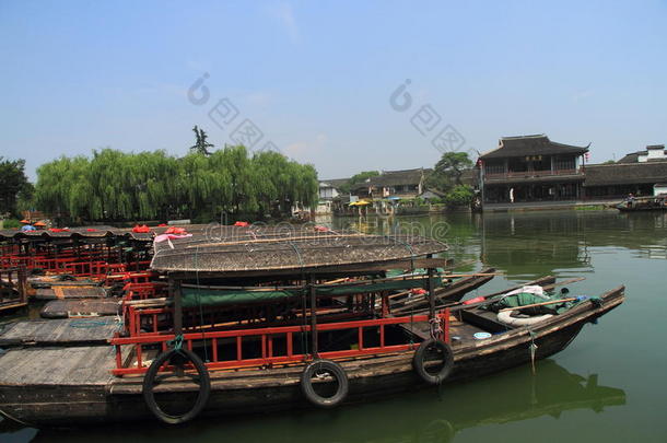 中国，金<strong>溪水</strong>乡，金溪古镇的暗垫船