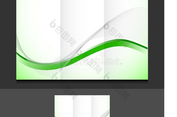 绿色波浪三重模板插图设计