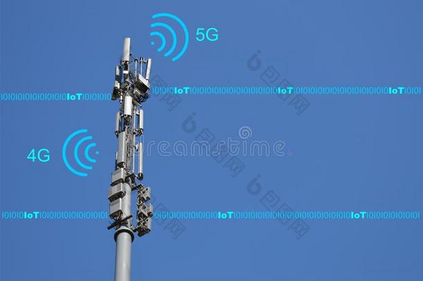 4G和5G蜂窝网络-具有物联网连接的<strong>移动</strong>网络未来技术概念