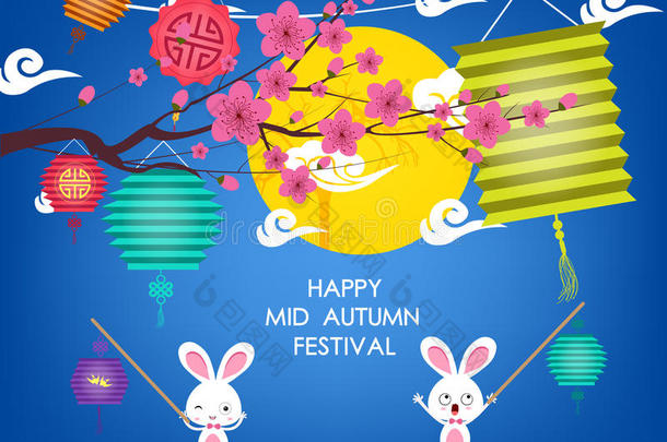 中国传统中秋节或元宵节的满月背景