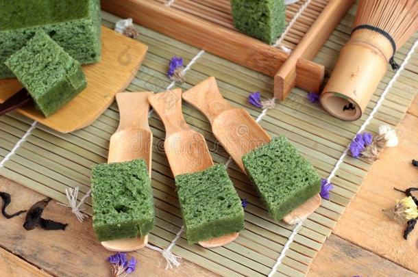 绿茶蛋糕日本甜点。