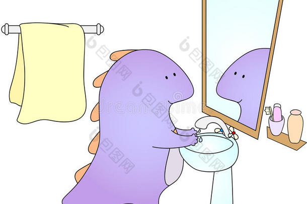 坏肚子的龙正在洗手