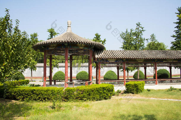 亚洲中国，北京，中国文化公园，古董建筑，圆形展馆，长廊