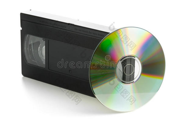带dvd光盘的模拟盒式录像带