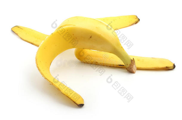 香蕉皮在白色