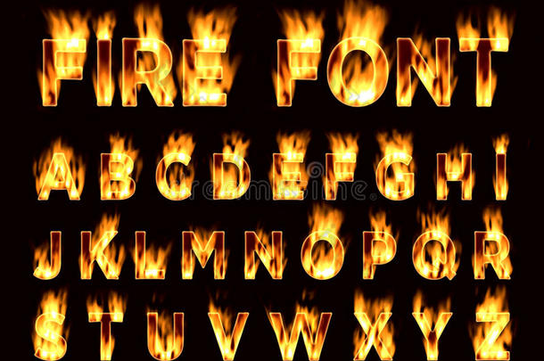 火字体。 李子<strong>字母</strong>。 字体着火了。