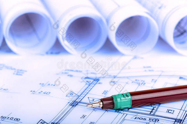 建筑行业建筑卷建筑计划，项目建筑师蓝图，房地产