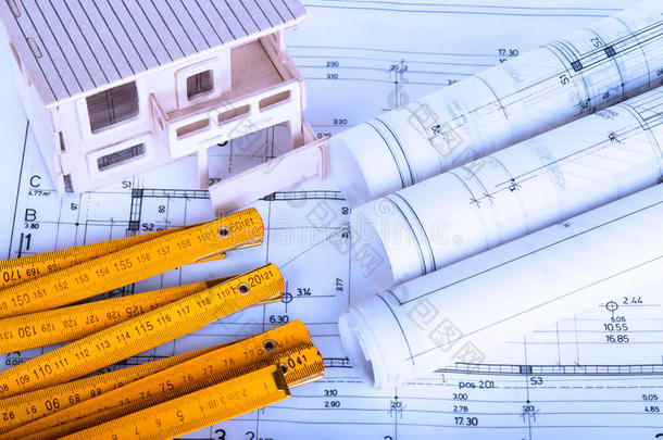 建筑行业建筑卷建筑计划，项目建筑师蓝图，房地产