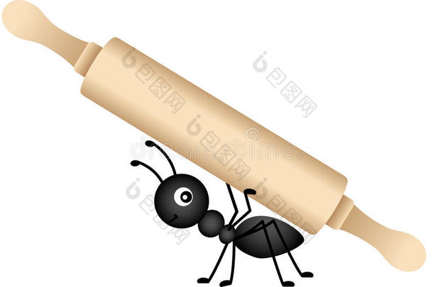 蚂蚁拿着一个擀面杖
