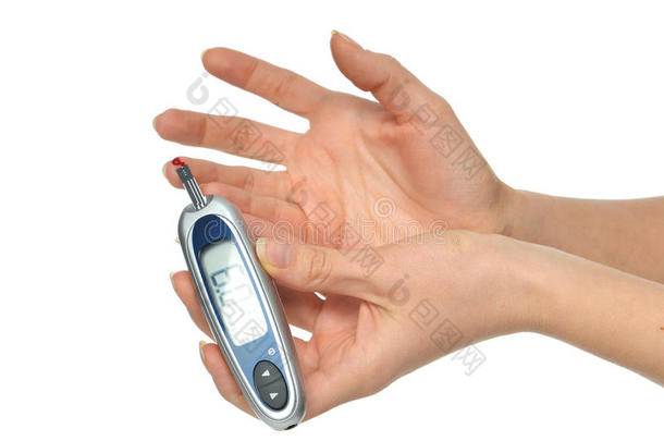糖尿病患者测量葡萄糖水平血液测试使用超