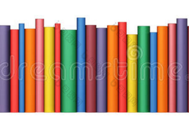 彩色书籍排队