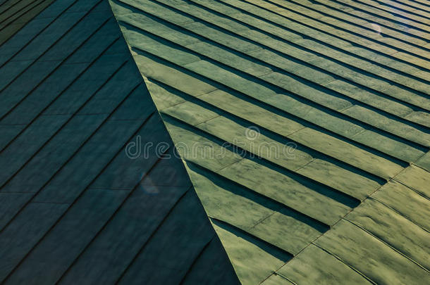 屋顶的绿色抽象几何背景