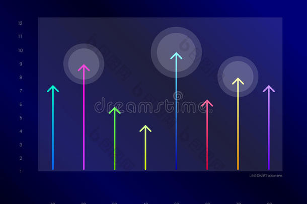 独家深蓝色业务图表，图表。 线条箭头设计。