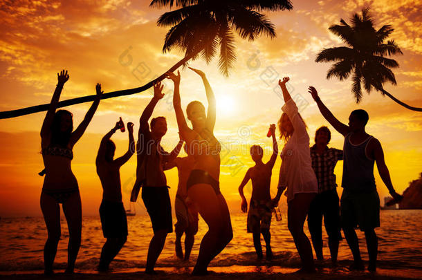 海滩夏日派对享受幸福青年文化理念