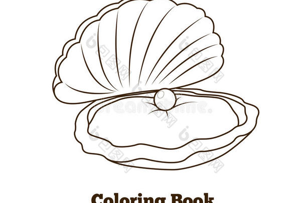 着色书牡蛎鱼卡通插图