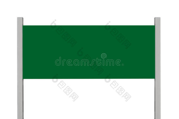 绿色金属标志板标牌，隔离空白空路边标牌矩形复制空间，大型矩形金属路标