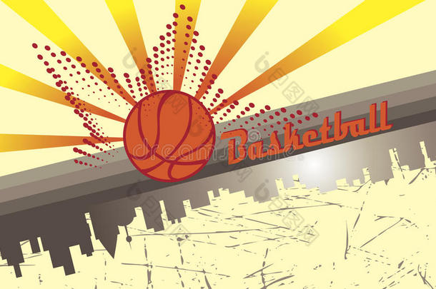 篮球城。抽象的水平海报
