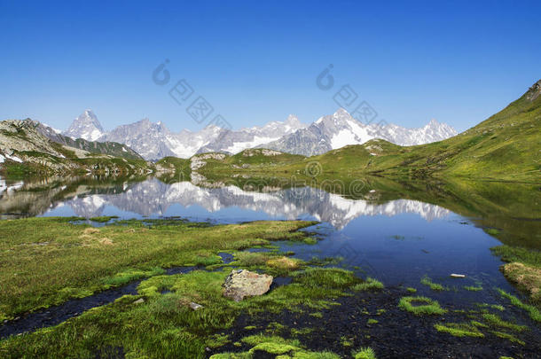 阿尔卑斯山全景在瑞士的窗湖