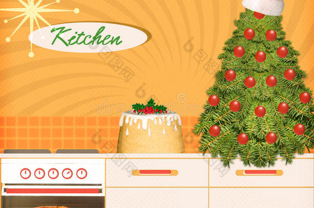 圣诞节厨房背景海报设计