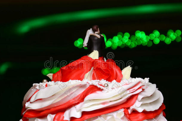 和背景波基新娘蛋糕