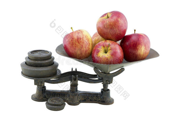 古董厨房秤有5个<strong>苹果</strong>