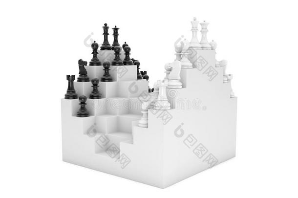 抽象棋盘和一套棋子