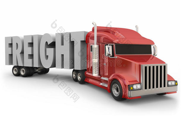货运红色卡车运输货物产品商品交货