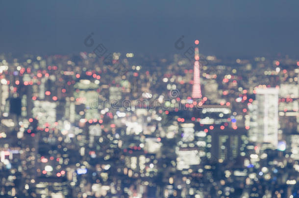 模糊的抽象背景灯美丽的东京城市景观