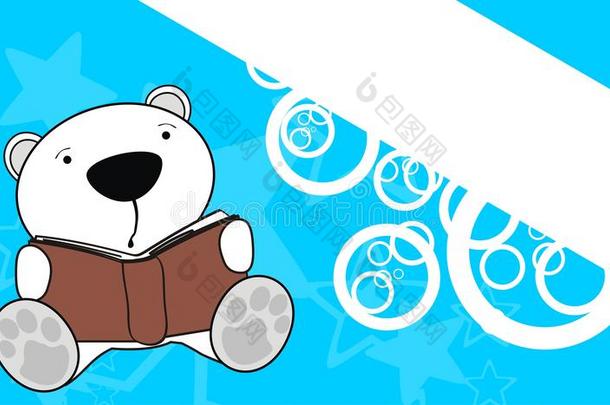 可爱的婴儿泰迪北极熊<strong>阅读卡</strong>通背景