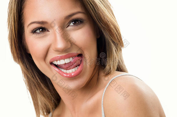 有完美牙齿的有趣女人