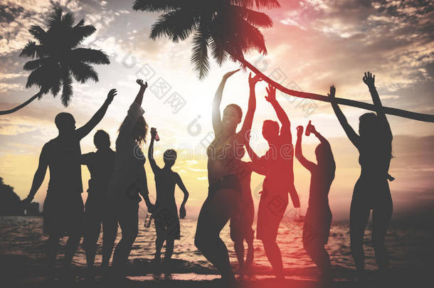 海滩夏日派对享受幸福青年文化理念