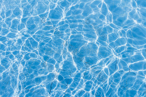 蓝色游泳中干净<strong>水波纹</strong>图案的背景