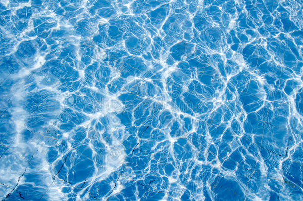 蓝色游泳中干净<strong>水波纹</strong>图案的背景