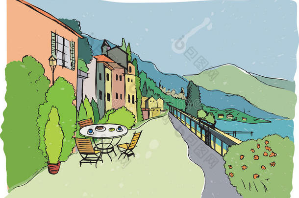 手工制作的意大利咖啡馆插图
