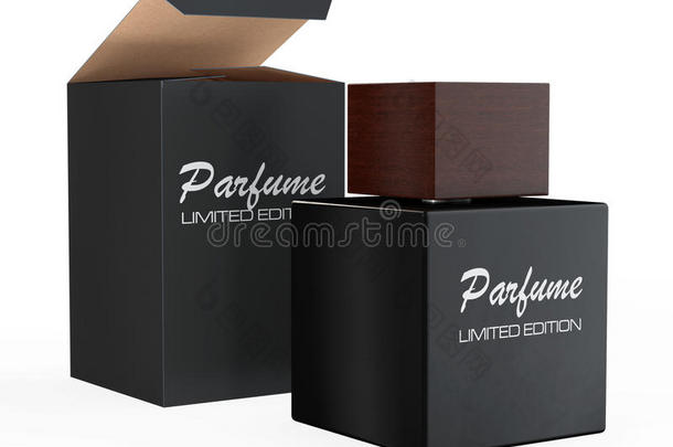 黑色香水瓶和包装盒