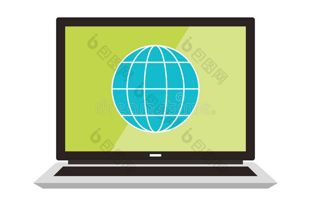 平面设计矢量插图海报互联网概念与图标的笔记本电脑电子商务思想符号和购物