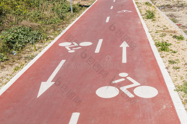 箭头沥青自行车自行车道骑自行车
