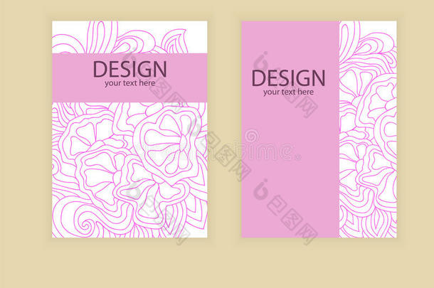 封面设计模板小册子，传单，横幅，抽象花卉涂鸦