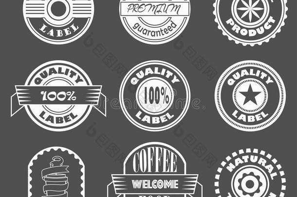 酷矢量复古标签标志设计元素，优质产品，天然产品，咖啡标签
