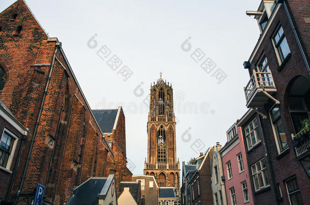 古老的哥特式大教堂。 传统的<strong>欧洲建筑</strong>。 乌得勒支-荷兰。