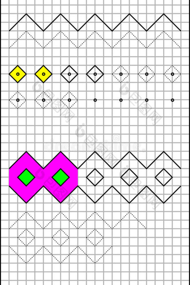 教育页面在方格纸上为儿童提供练习