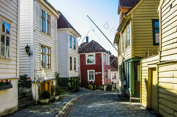 挪威卑尔根的彩色木屋