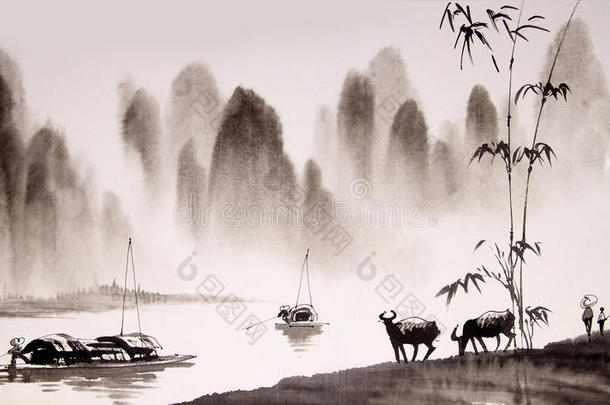 中国山水水墨画