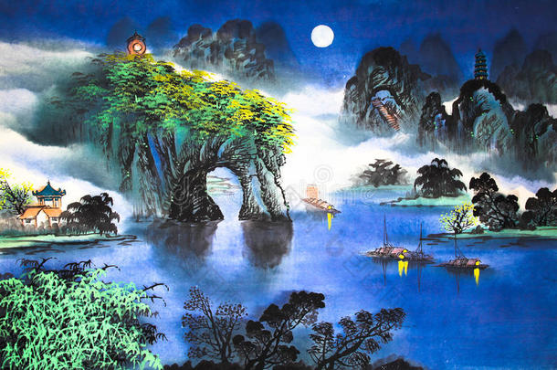 <strong>中国山水画</strong>水彩画