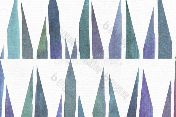 蓝色和紫色插图，凉爽和品牌写意纹理，基于水彩渐变条纹和长三角形