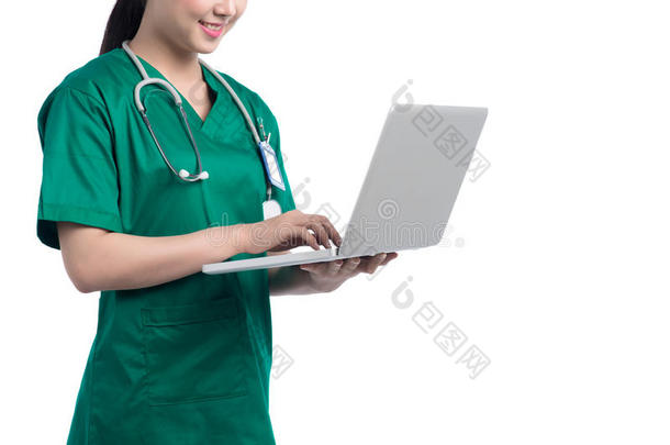 医生，iPad，健康。 医疗保健和医学。 医生用笔记本电脑