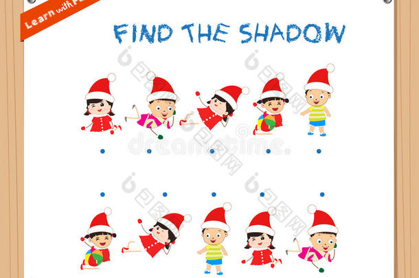 为学龄前儿童和圣诞节儿童寻找影子教育活动任务